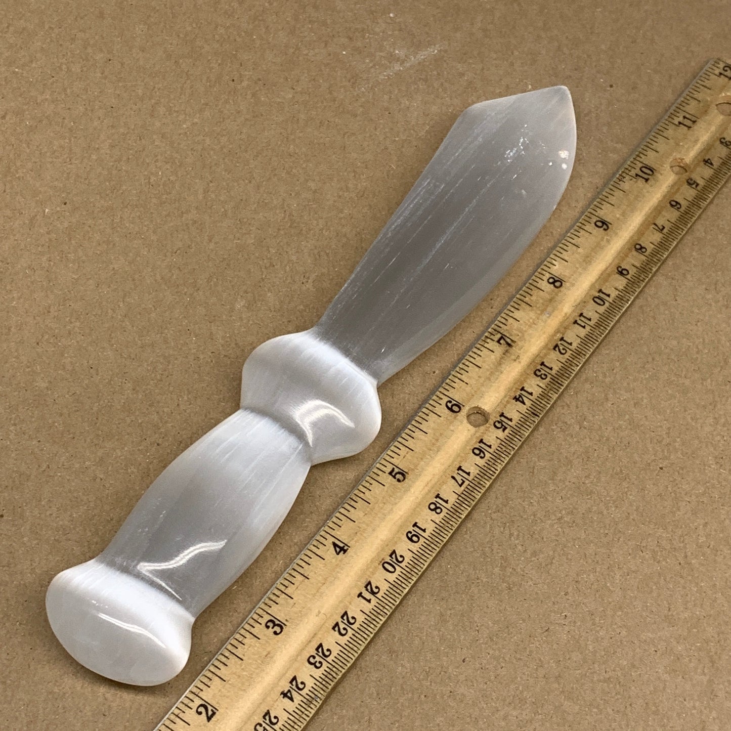 215.5g,8.75"x1.4"x0.9"Natural Selenite Crystal Knife (Satin Spar) @Morocco,B9184