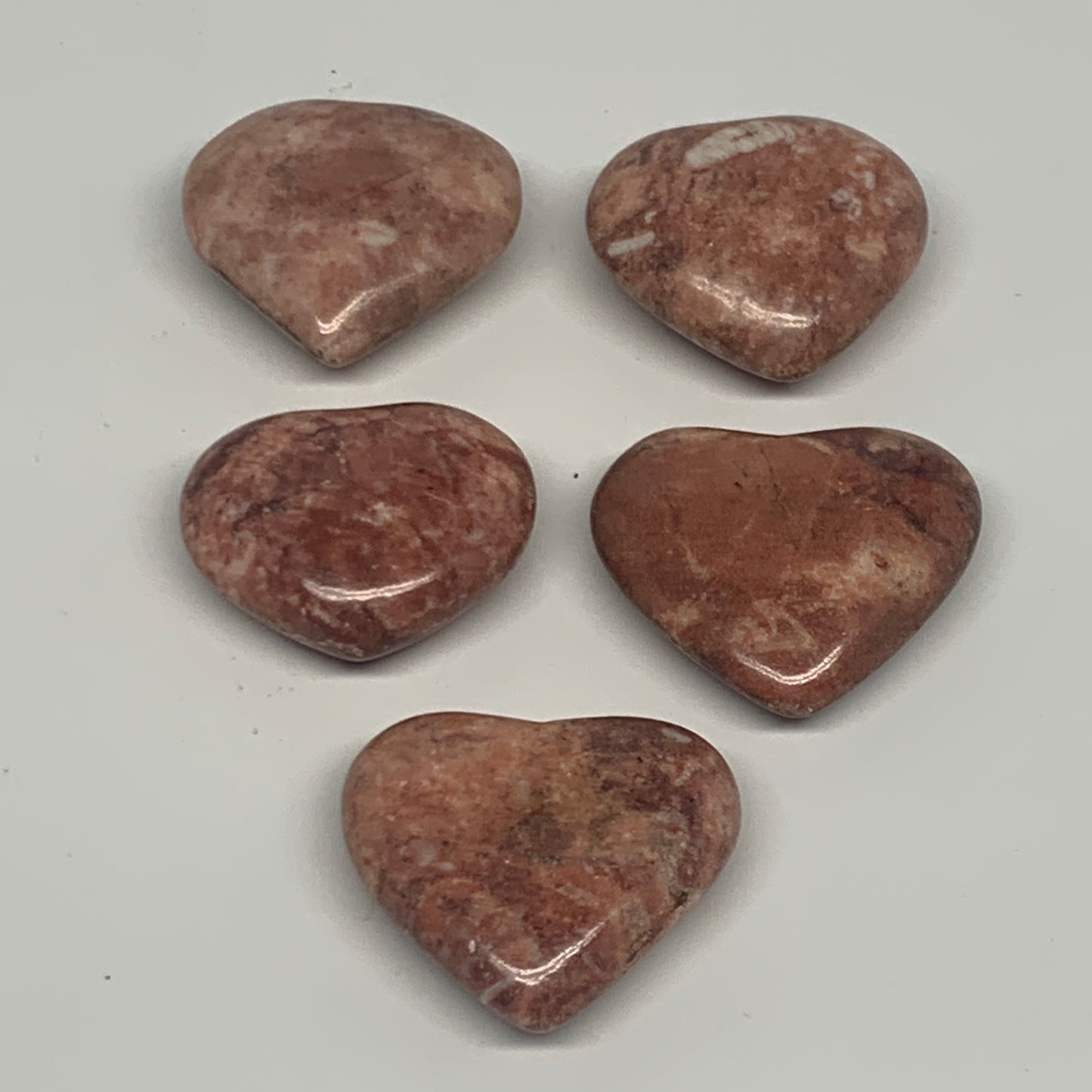 98.5g,1.1"- 1.3", 5pcs, Red Jasper Heart Polished Healing Home Decor, B26947