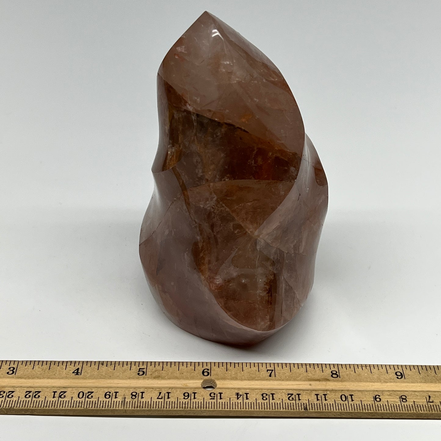 895g,5.5"x3.1"x2.7" Red Hematoid Quartz Flame Crystal @Madagascar, B19557