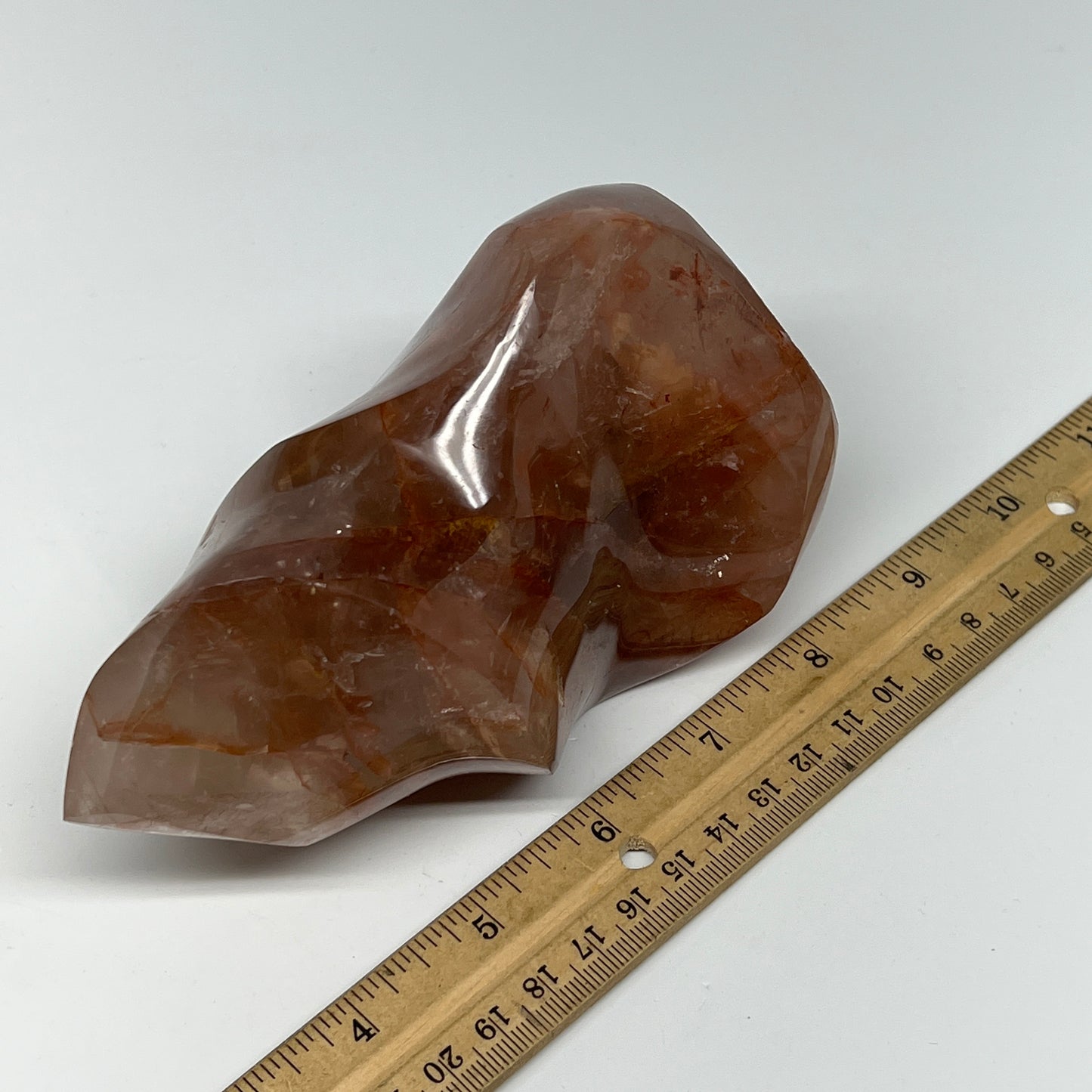 895g,5.5"x3.1"x2.7" Red Hematoid Quartz Flame Crystal @Madagascar, B19557