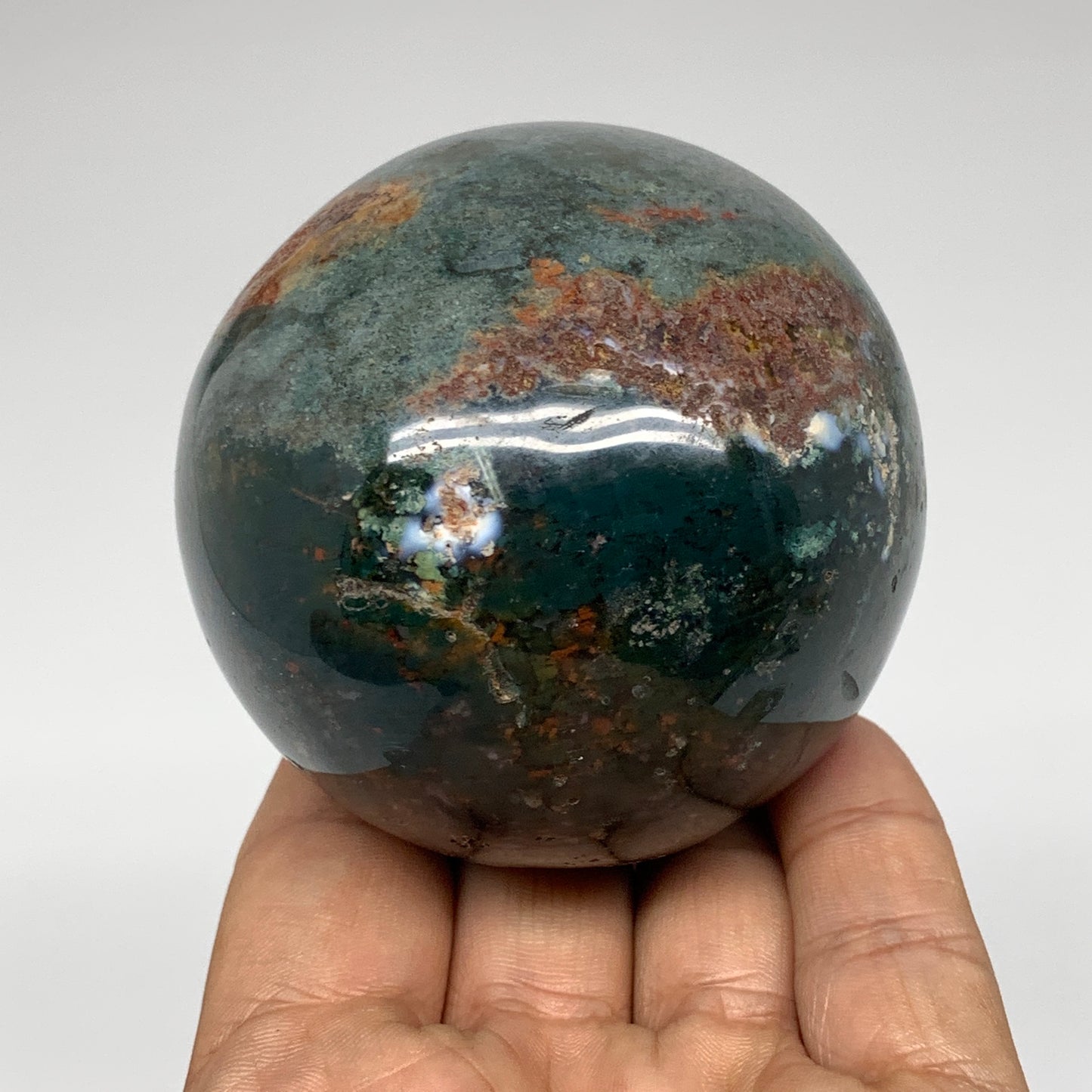407.8g, 2.7" Natural Ocean Jasper Sphere Ball Crystal Reiki @Madagascar, B2697