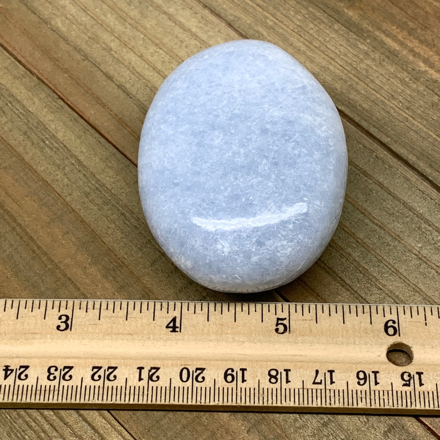 184.5g, 2.7"x2"x1.3" Blue Calcite Palm-Stone Tumbled Reiki @Madagascar, B1960