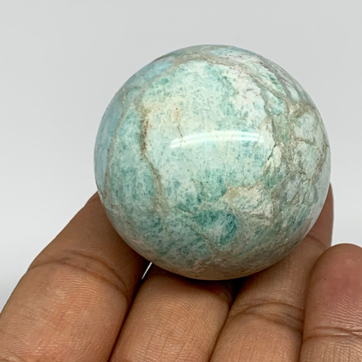 99.5g, 1.7" Small Amazonite Sphere Ball Gemstone from Madagascar, B15821