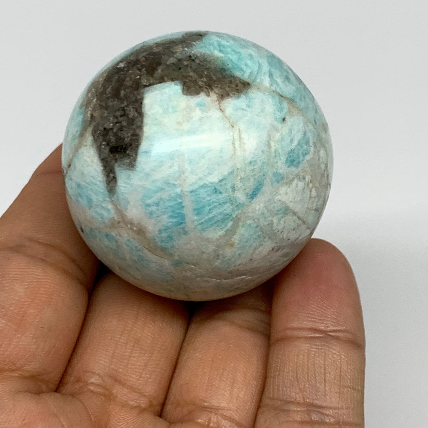 99.5g, 1.7" Small Amazonite Sphere Ball Gemstone from Madagascar, B15821