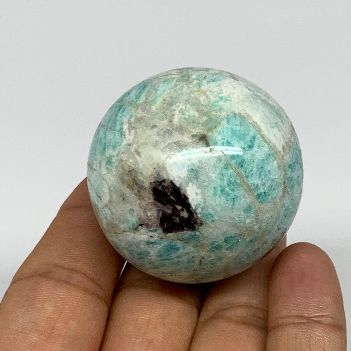 99.5g, 1.7" Small Amazonite Sphere Ball Gemstone from Madagascar, B15821