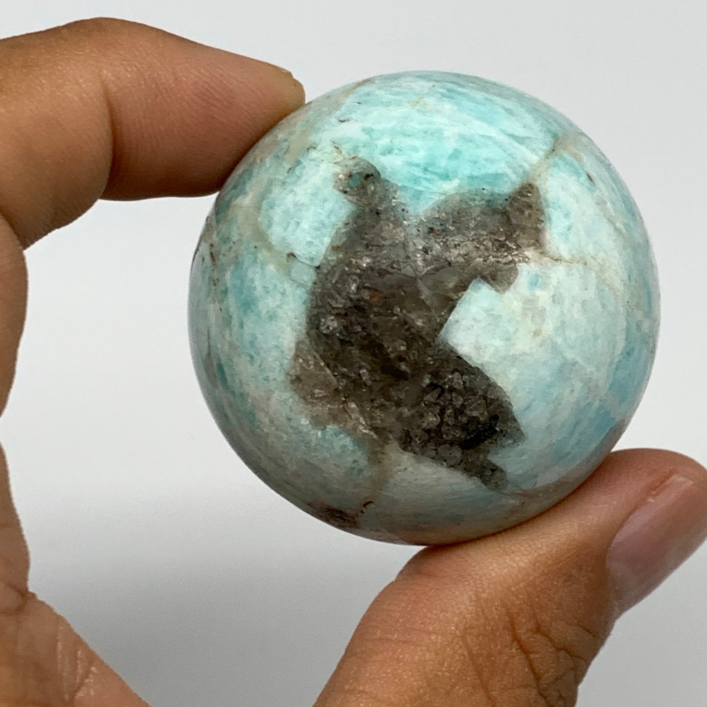 99.5g, 1.7" Small Amazonite Sphere Ball Gemstone from Madagascar, B15821