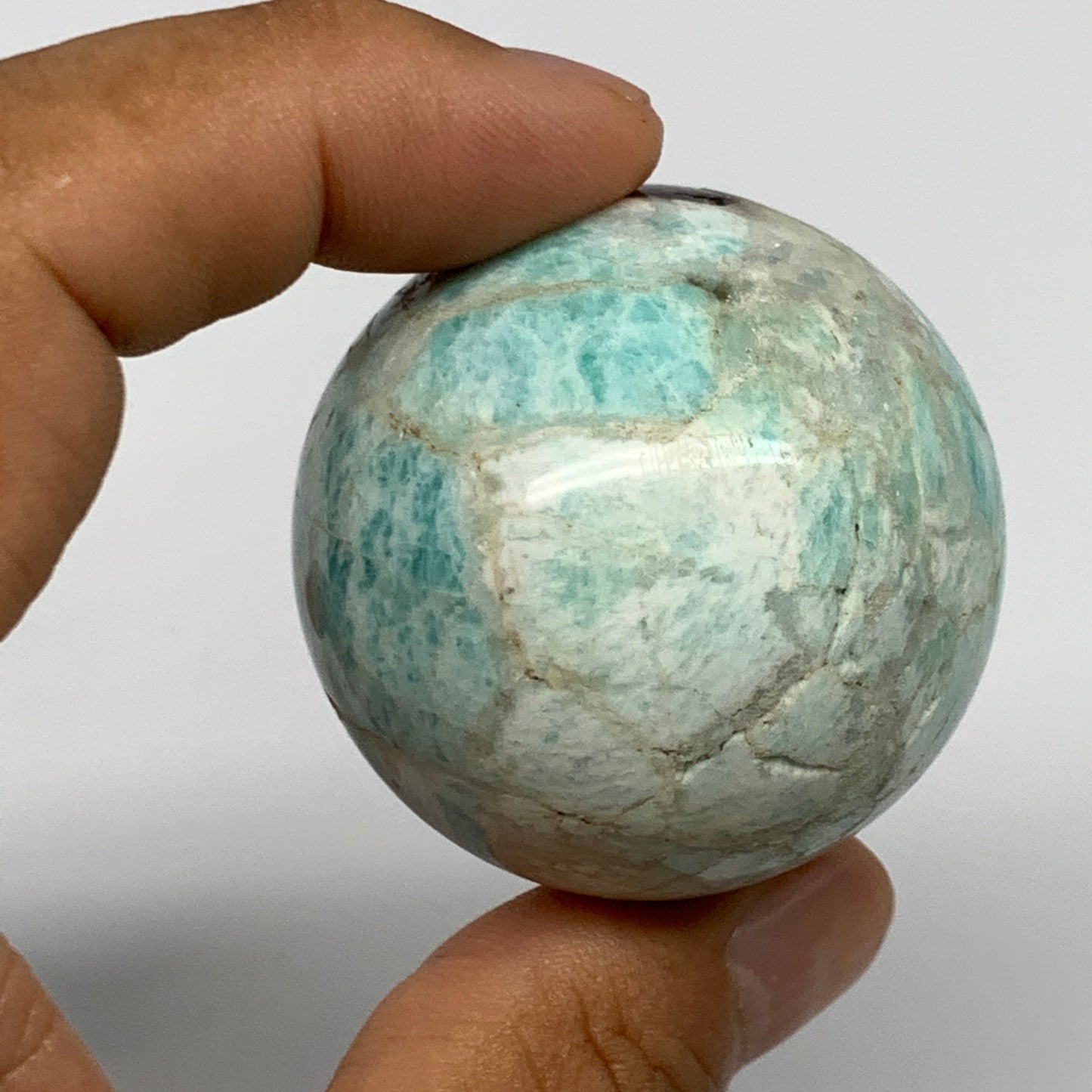 99.5g, 1.7" Small Amazonite Sphere Ball Gemstone from Madagascar, B15821