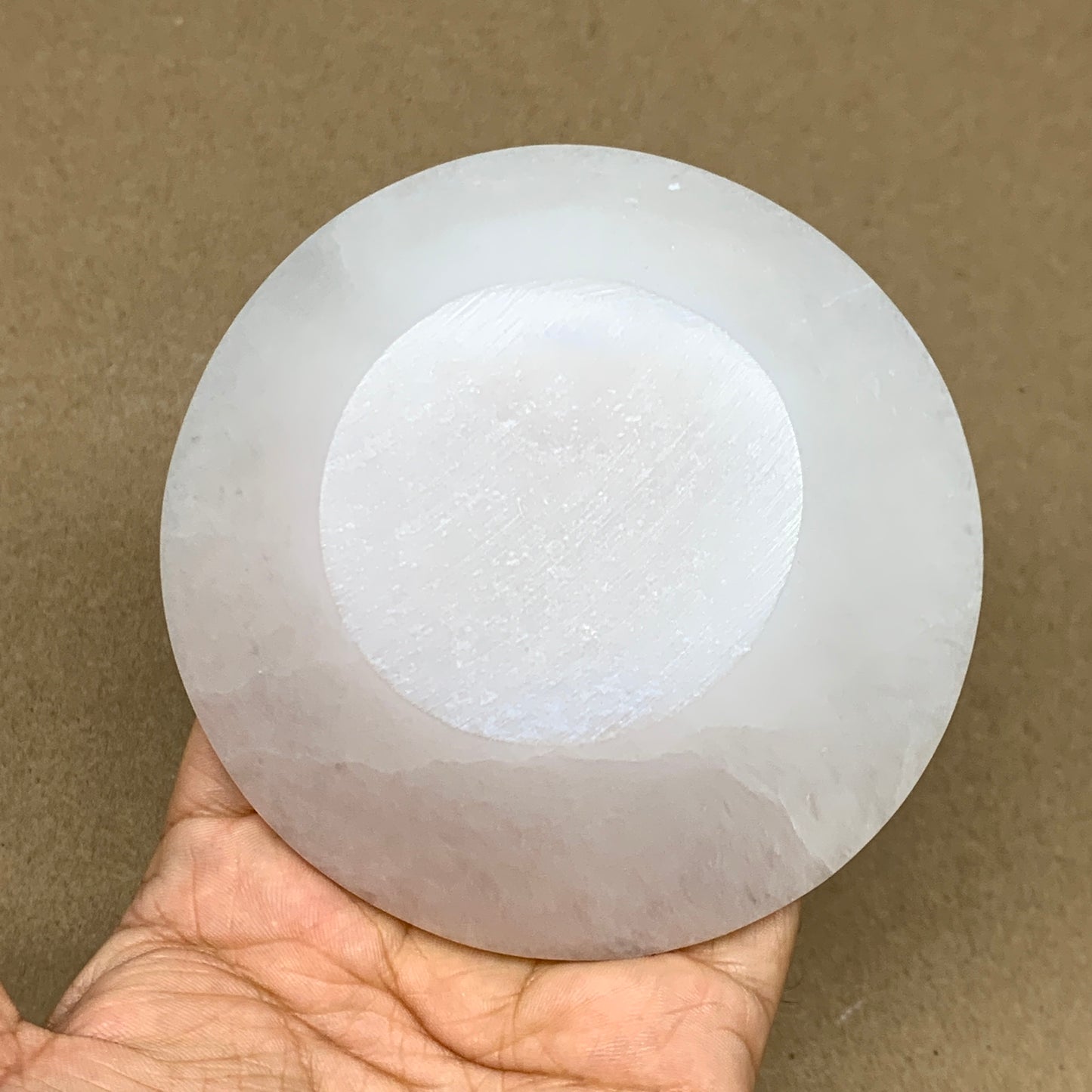 4pcs, 1090g, 3.9"-4" Natural Round Selenite Bowls Crystals from Morocco, B9194