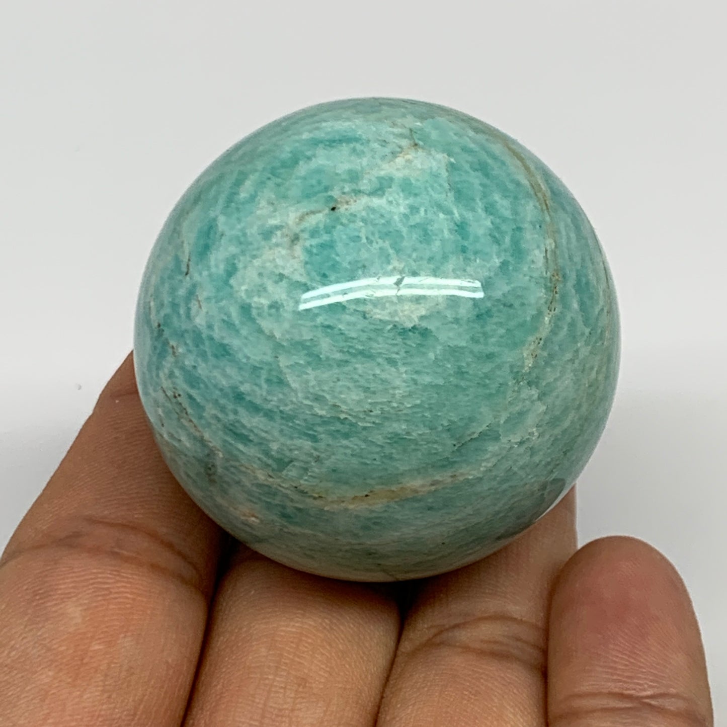 113.7g, 1.7" Small Amazonite Sphere Ball Gemstone from Madagascar, B15825