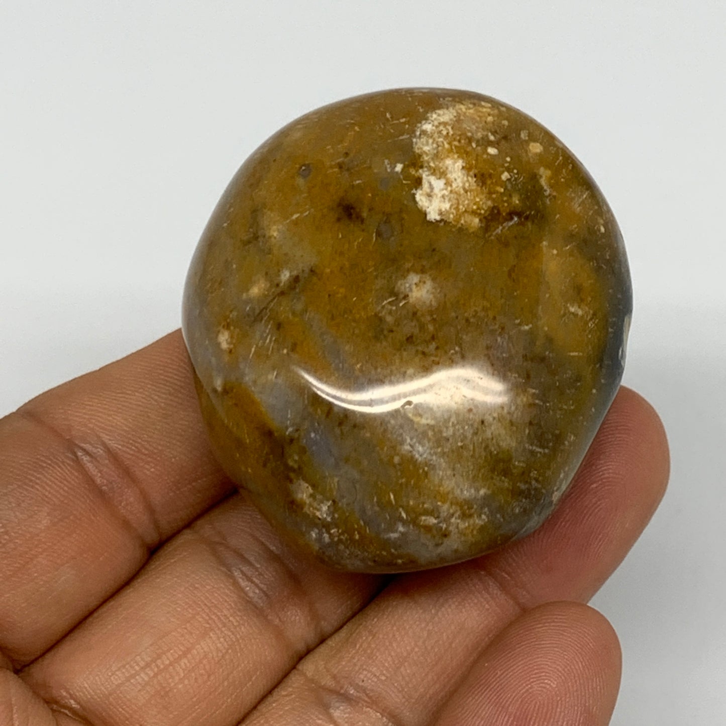 83.2g, 1.9"x1.7"x1.2", Yellow Ocean Jasper Palm-Stone @Madagascar, B18151