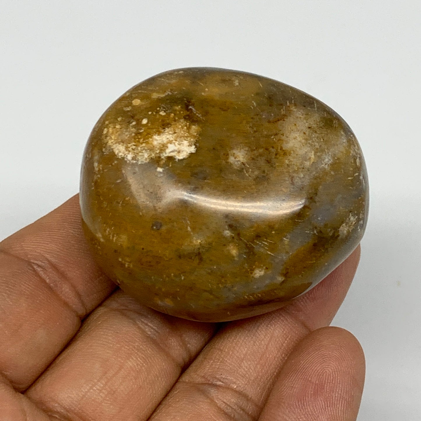 83.2g, 1.9"x1.7"x1.2", Yellow Ocean Jasper Palm-Stone @Madagascar, B18151