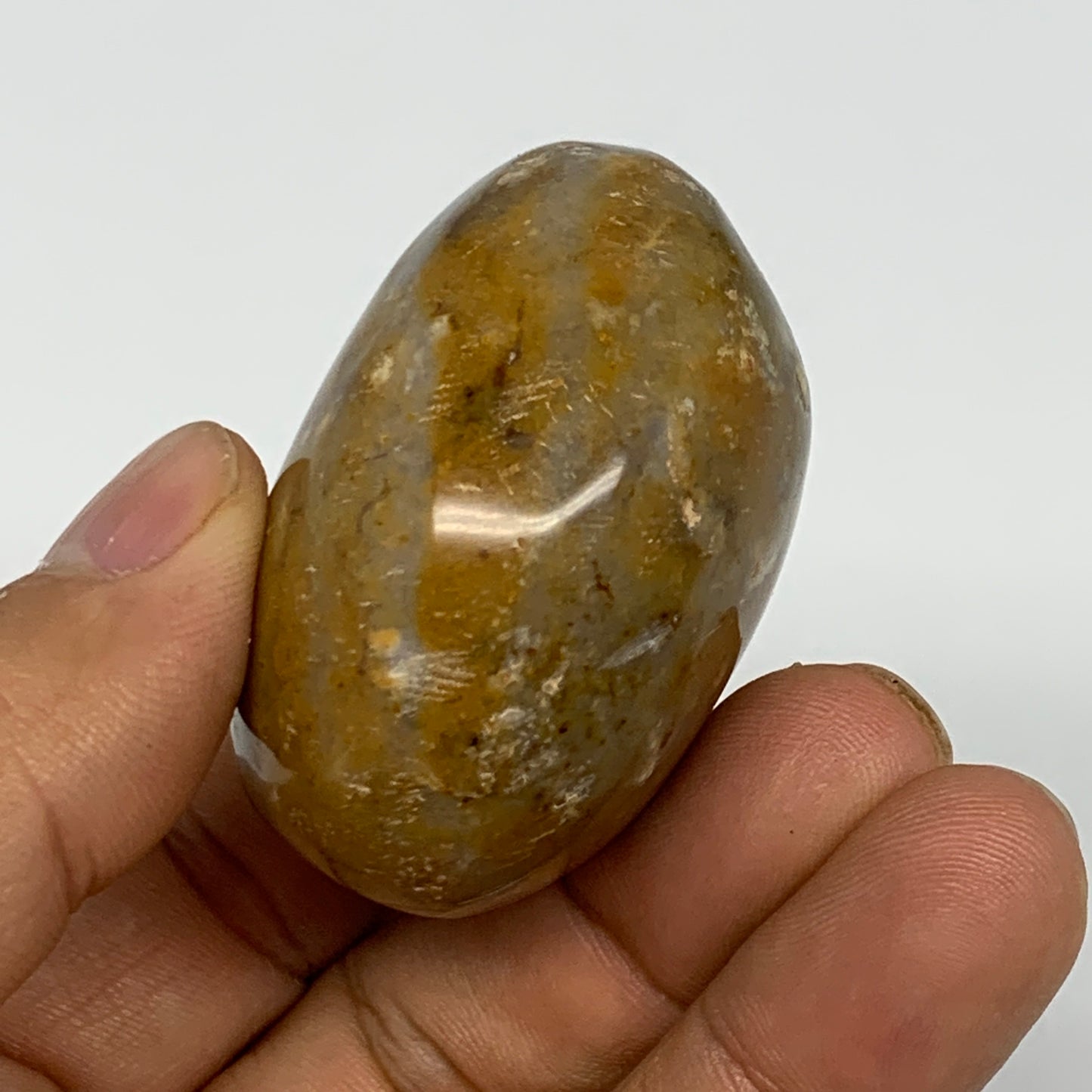 83.2g, 1.9"x1.7"x1.2", Yellow Ocean Jasper Palm-Stone @Madagascar, B18151