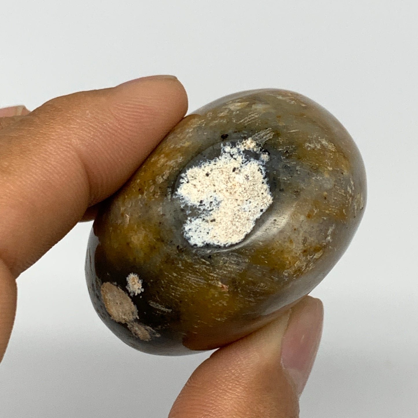 83.2g, 1.9"x1.7"x1.2", Yellow Ocean Jasper Palm-Stone @Madagascar, B18151