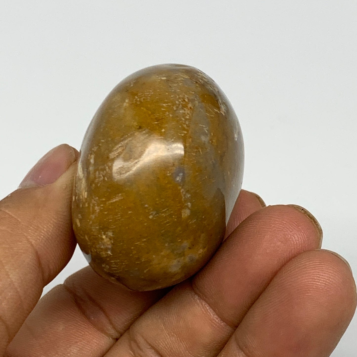 83.2g, 1.9"x1.7"x1.2", Yellow Ocean Jasper Palm-Stone @Madagascar, B18151