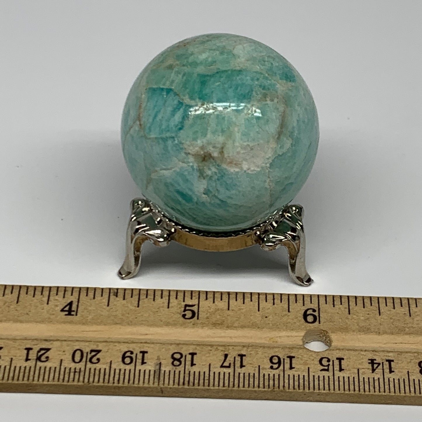 94.1g, 1.6" Small Amazonite Sphere Ball Gemstone from Madagascar, B15826