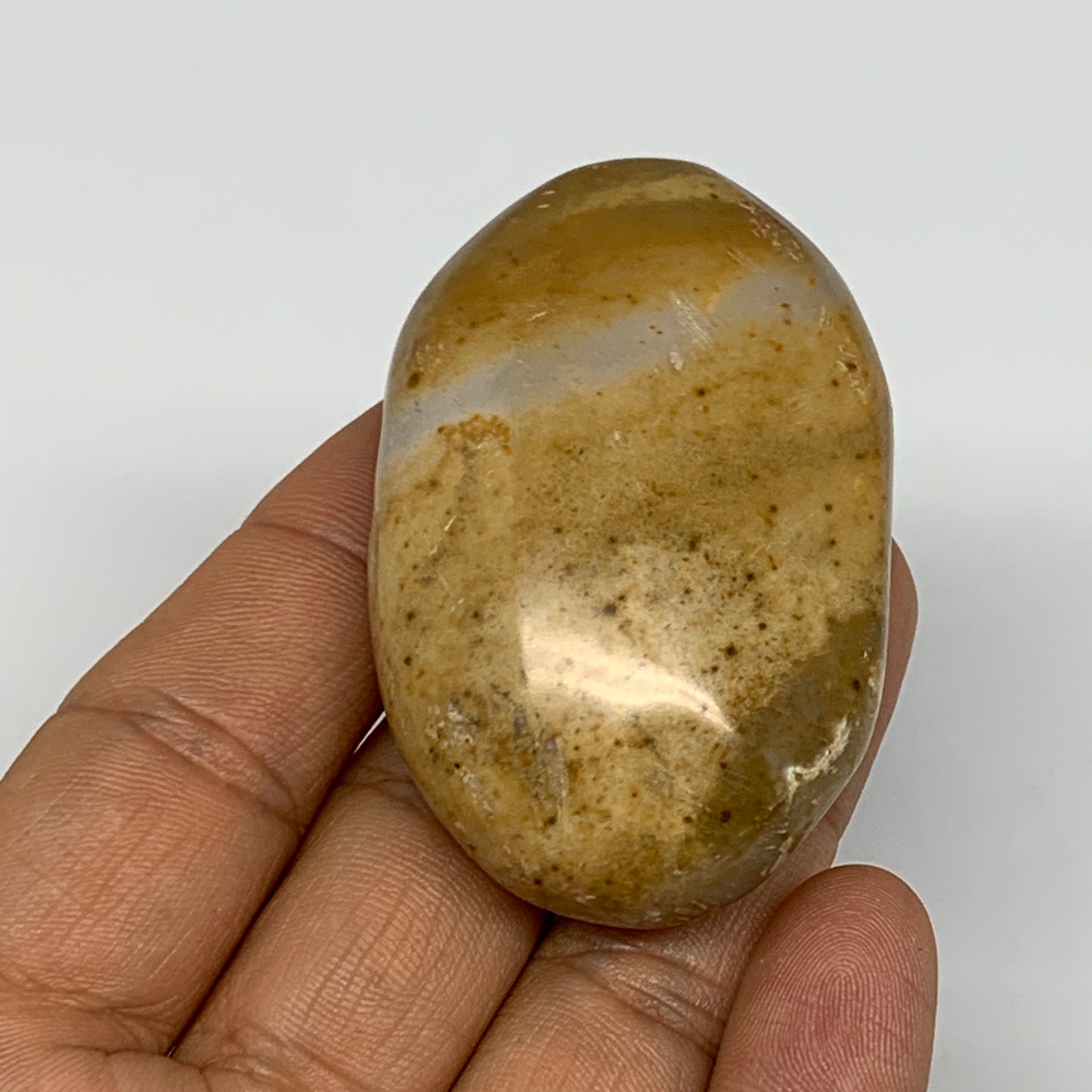 67.4g, 2.3"x1.5"x0.9", Yellow Ocean Jasper Palm-Stone @Madagascar, B18153