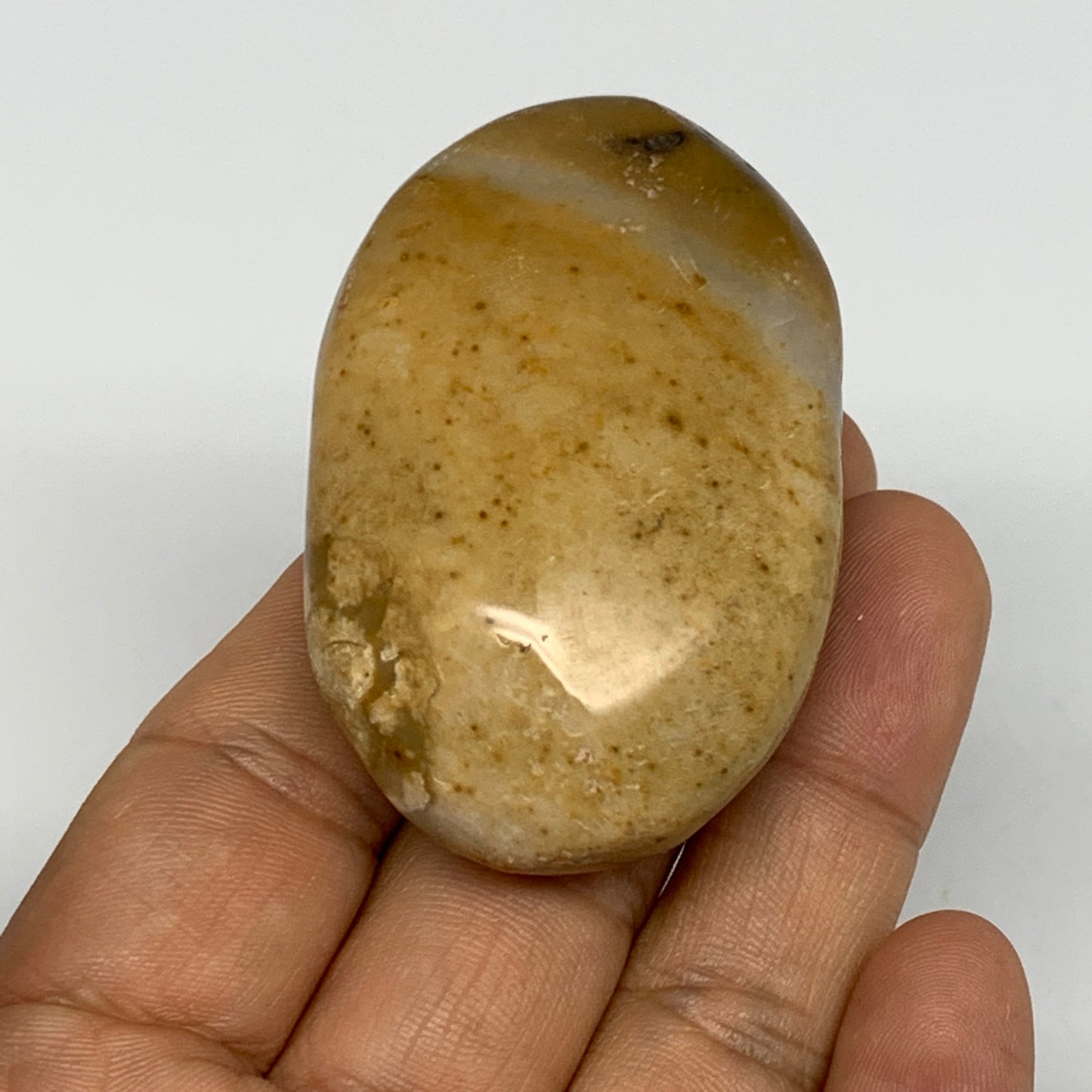 67.4g, 2.3"x1.5"x0.9", Yellow Ocean Jasper Palm-Stone @Madagascar, B18153