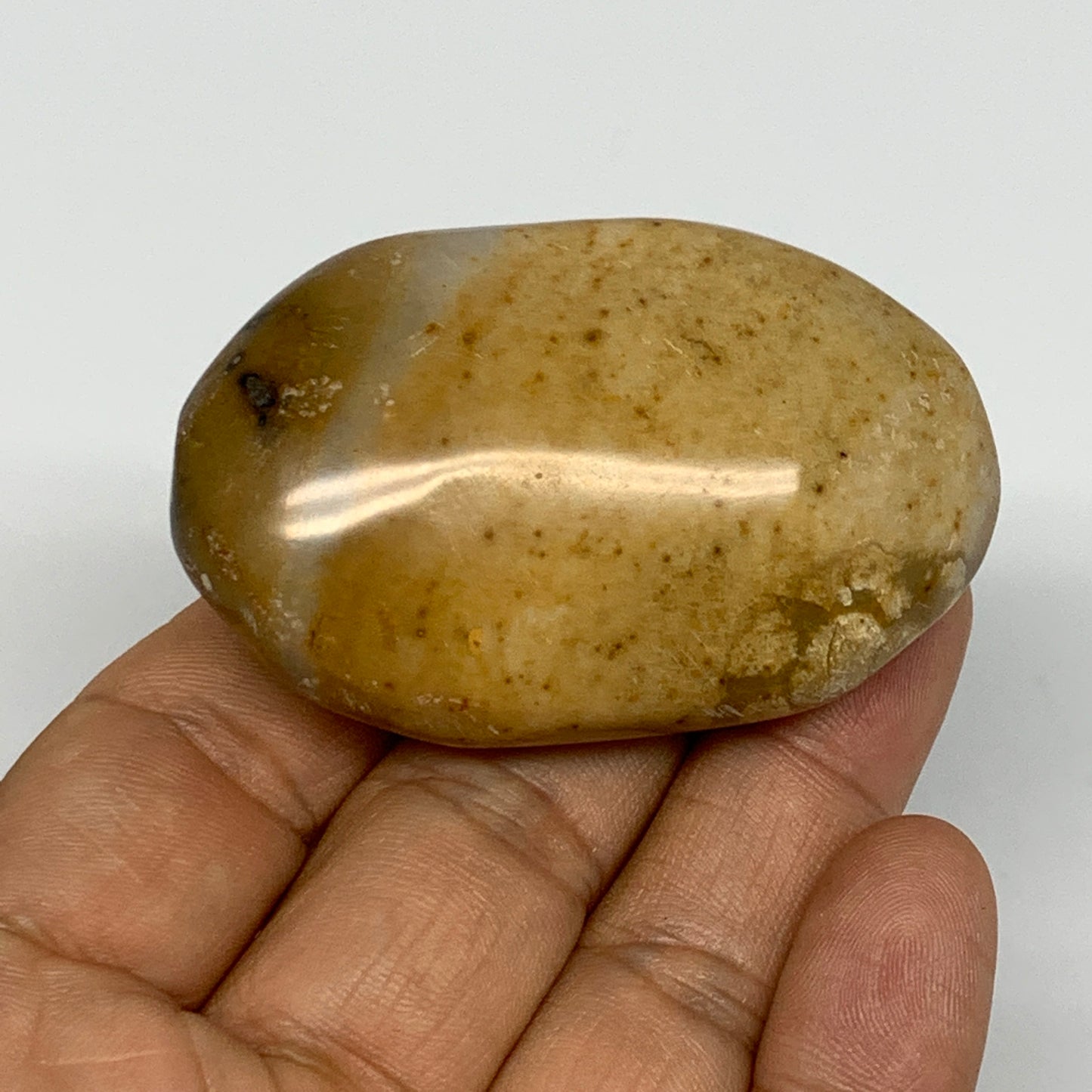 67.4g, 2.3"x1.5"x0.9", Yellow Ocean Jasper Palm-Stone @Madagascar, B18153