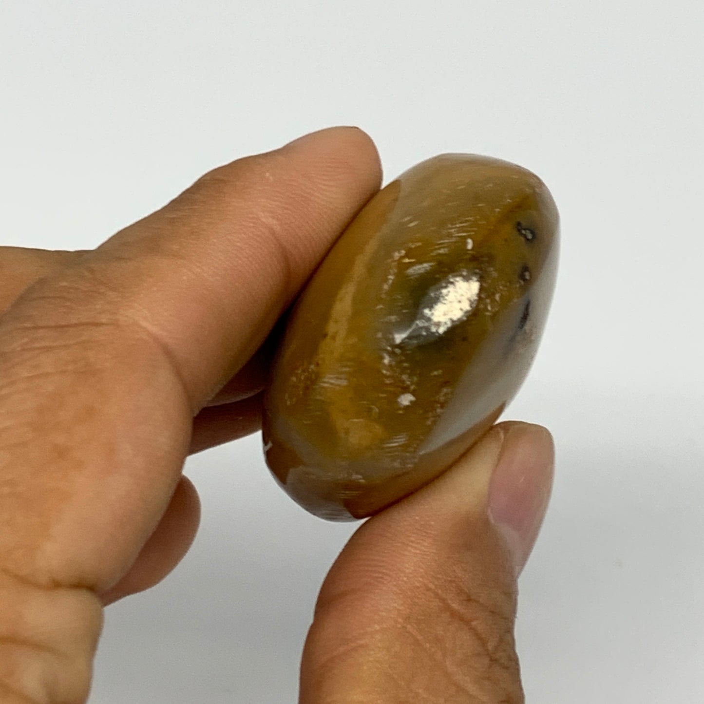 67.4g, 2.3"x1.5"x0.9", Yellow Ocean Jasper Palm-Stone @Madagascar, B18153