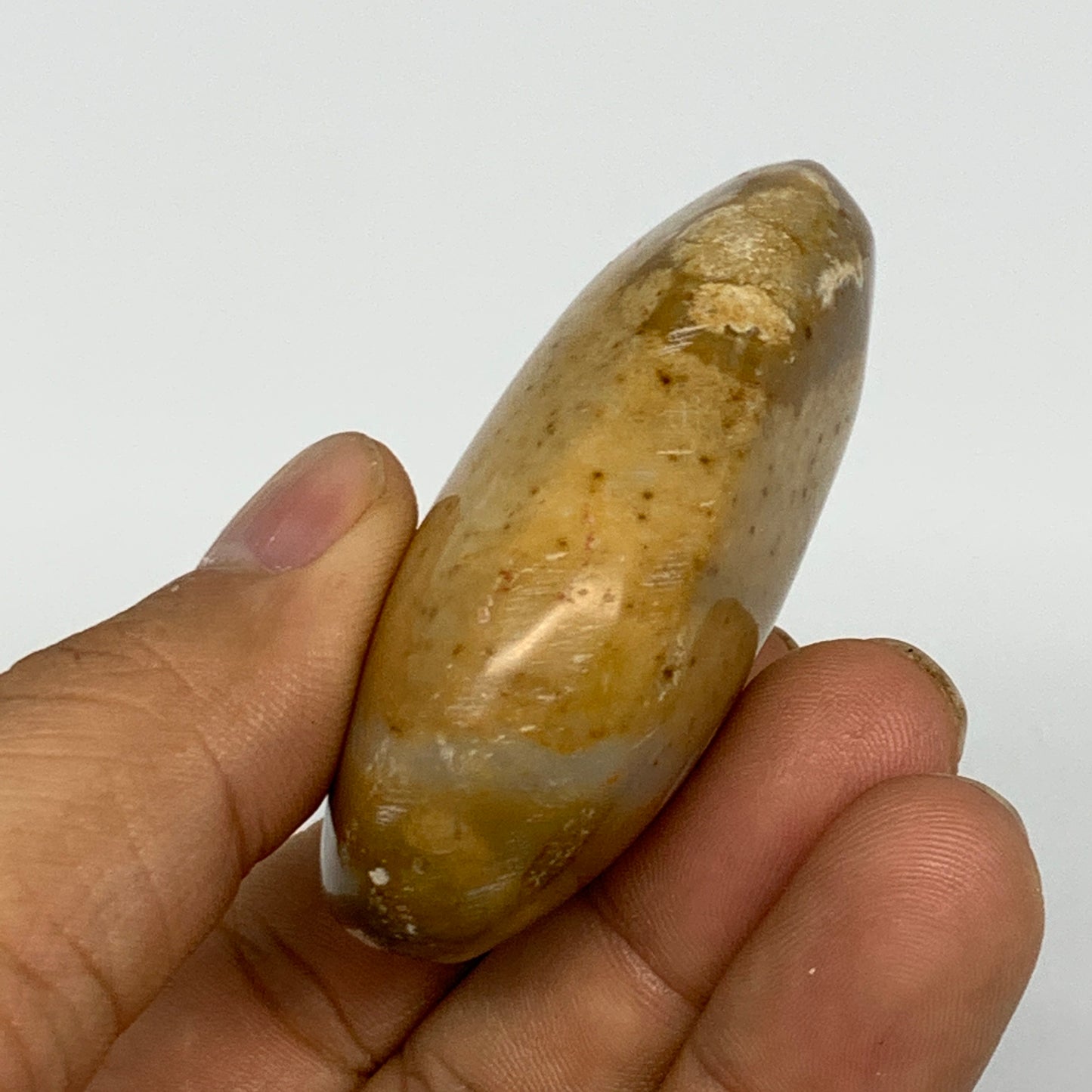 67.4g, 2.3"x1.5"x0.9", Yellow Ocean Jasper Palm-Stone @Madagascar, B18153