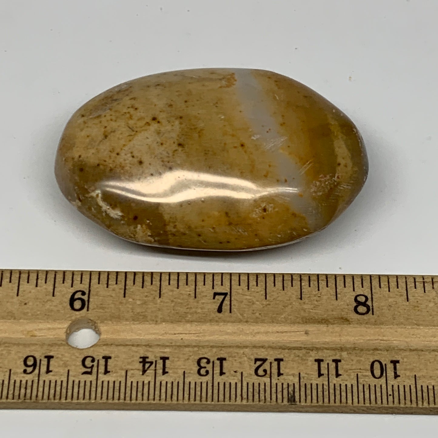 67.4g, 2.3"x1.5"x0.9", Yellow Ocean Jasper Palm-Stone @Madagascar, B18153