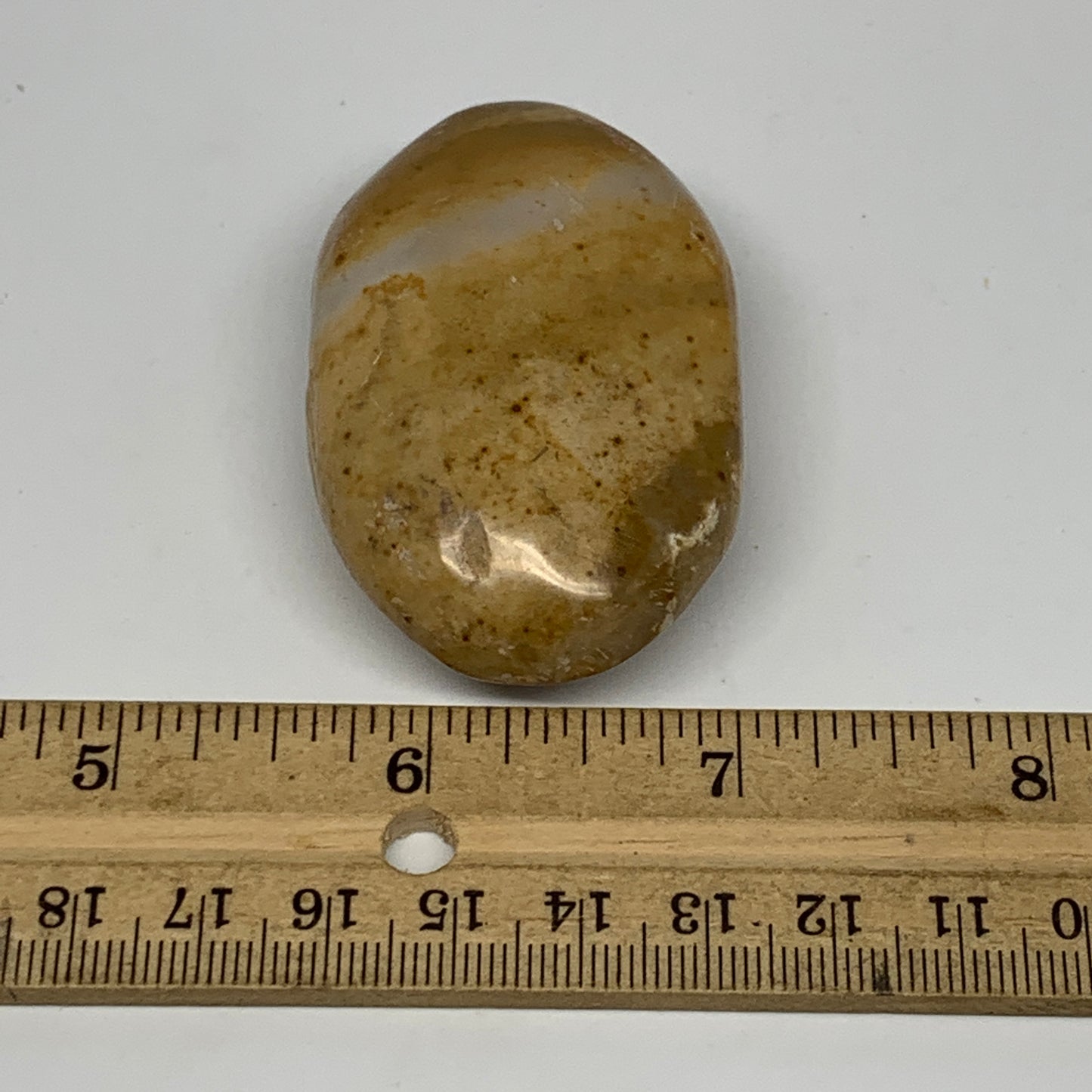 67.4g, 2.3"x1.5"x0.9", Yellow Ocean Jasper Palm-Stone @Madagascar, B18153