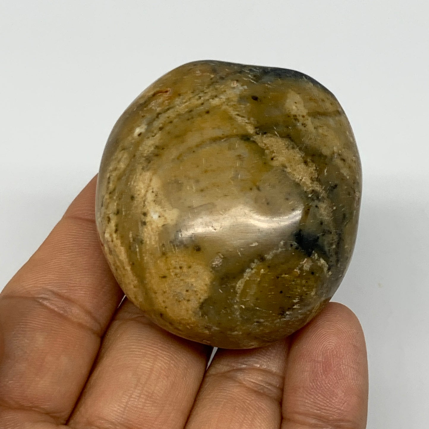 94.3g, 2"x1.8"x1.1", Yellow Ocean Jasper Palm-Stone @Madagascar, B18154