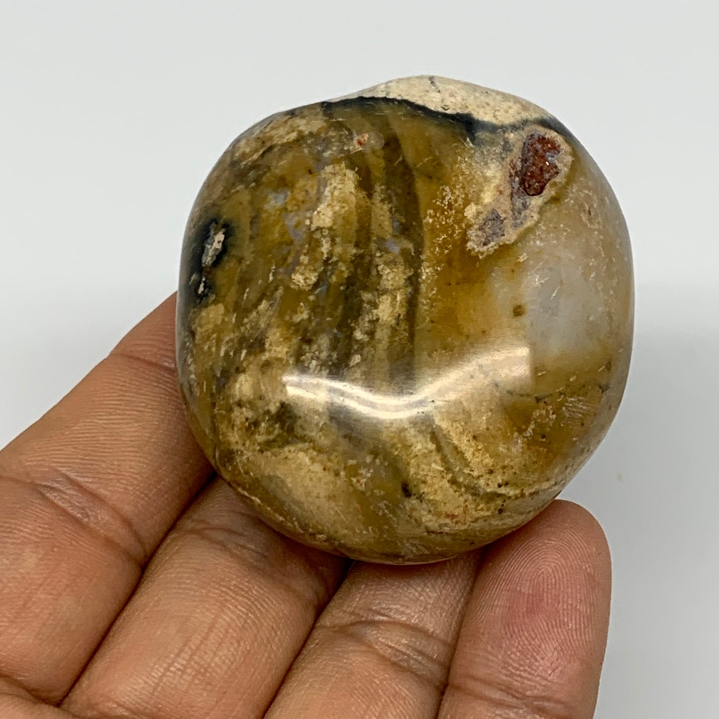 94.3g, 2"x1.8"x1.1", Yellow Ocean Jasper Palm-Stone @Madagascar, B18154