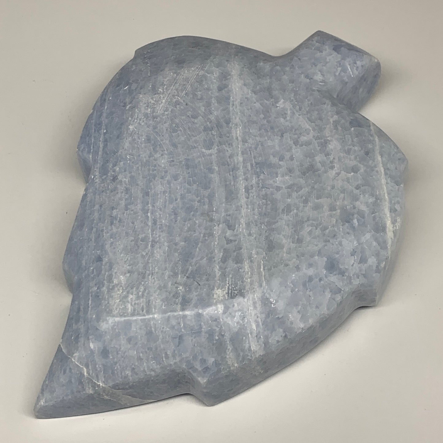 1482g, 9.25"x6"x1.9" Natural Blue Calcite Bowl Leaf Gemstones Ashtray, B6367