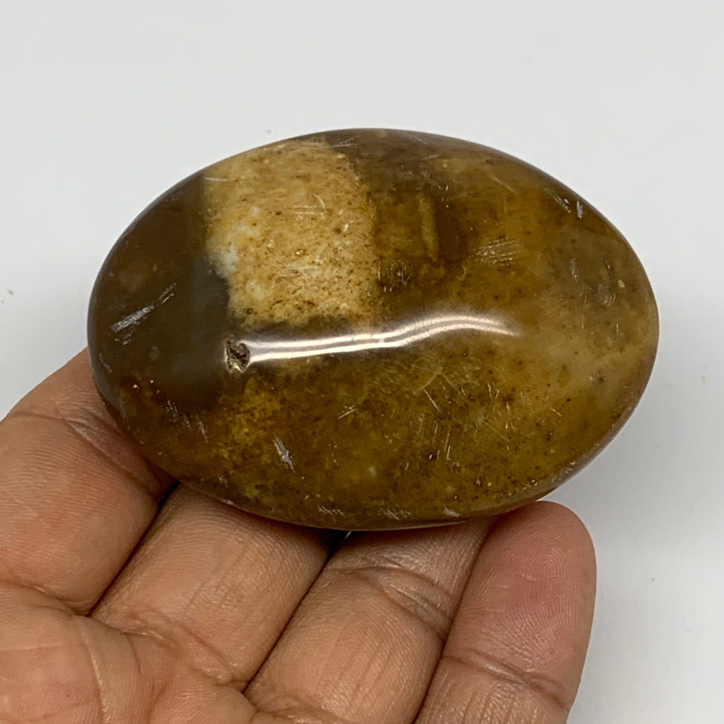 95.8g, 2.5"x1.8"x1.1", Yellow Ocean Jasper Palm-Stone Decor @Madagascar, B18161