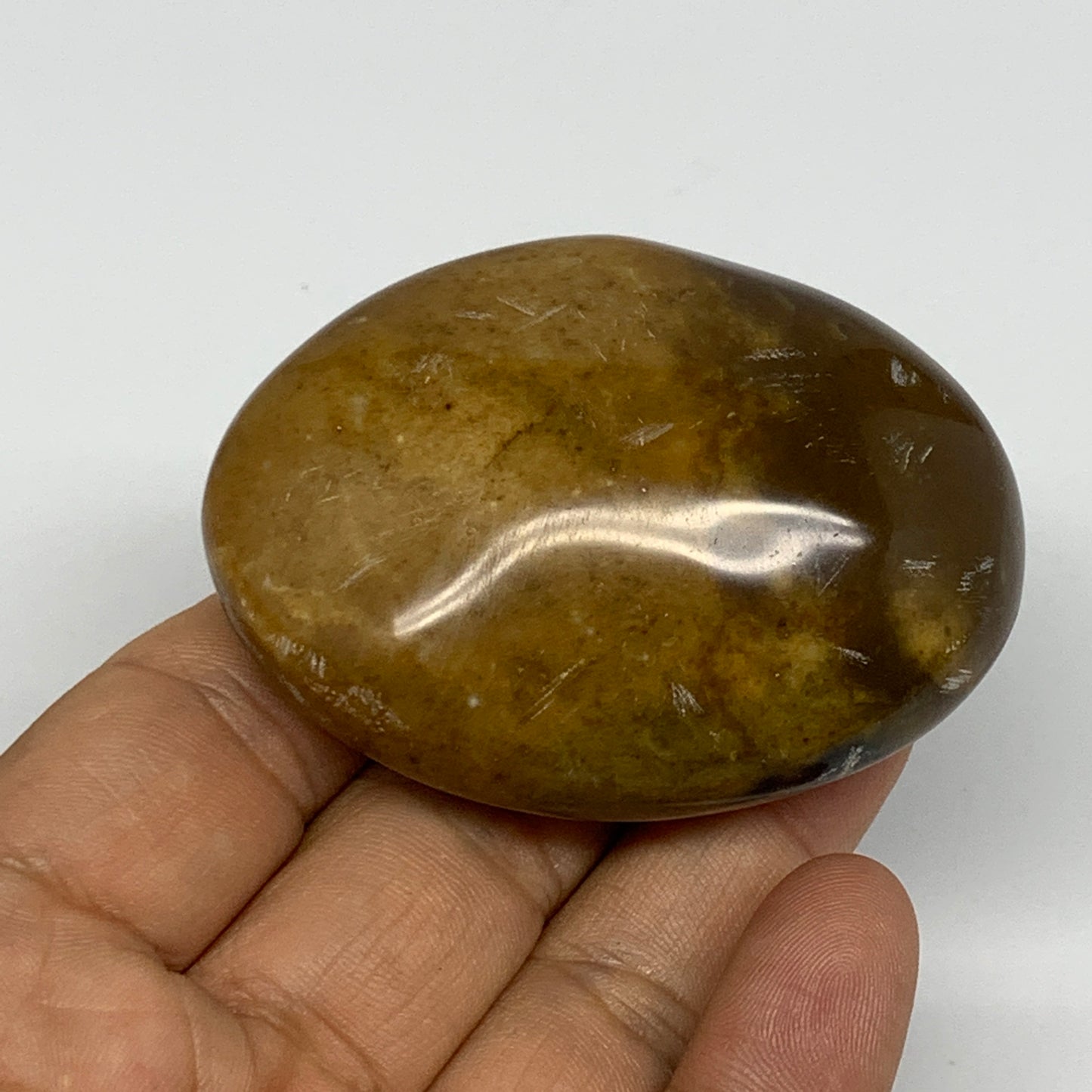 95.8g, 2.5"x1.8"x1.1", Yellow Ocean Jasper Palm-Stone Decor @Madagascar, B18161