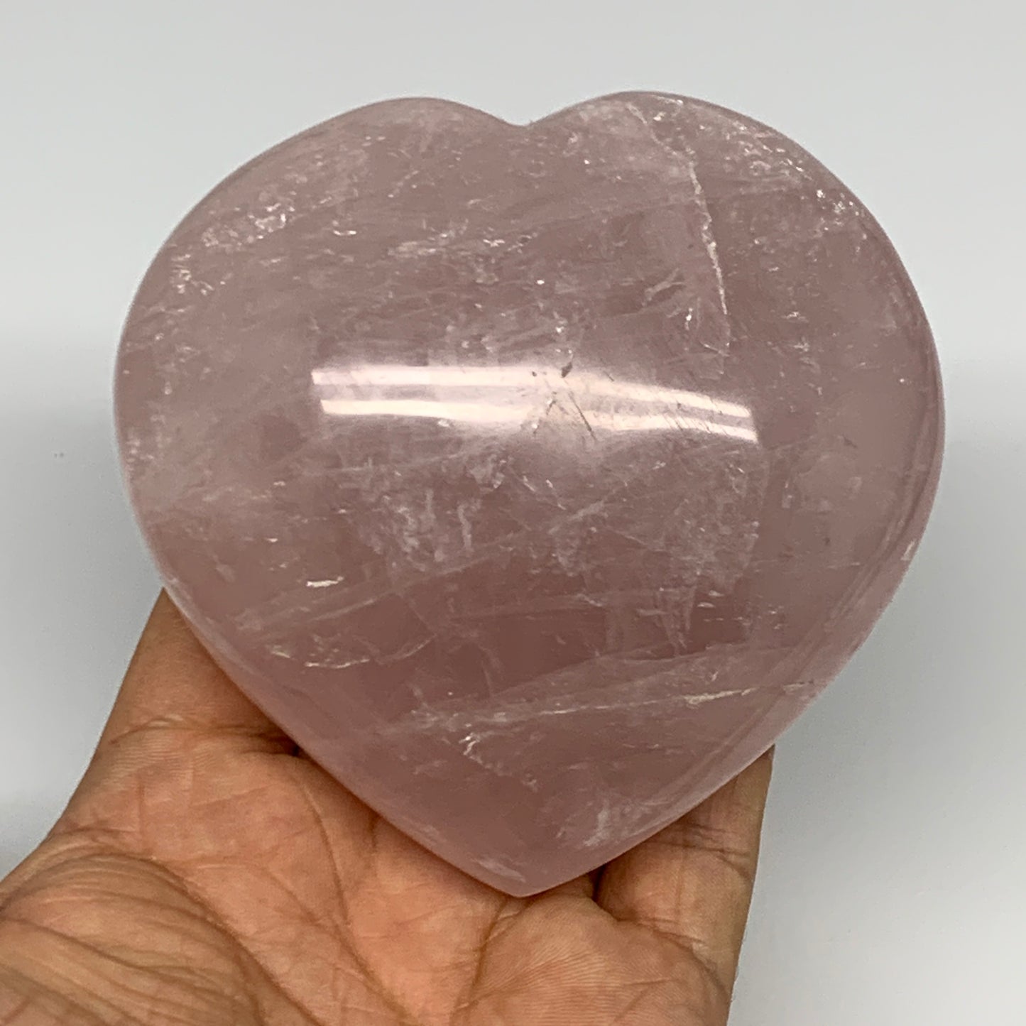 472.9g, 3.5" x 3.6" x 1.7" Rose Quartz Heart Healing Crystal @Madagascar, B17402