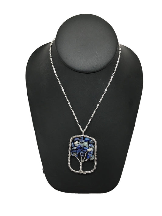 Lapis Lazuli Tree of Life Balancing Reiki Pendant Brazil, Free 18" Chain, Bp600 - watangem.com