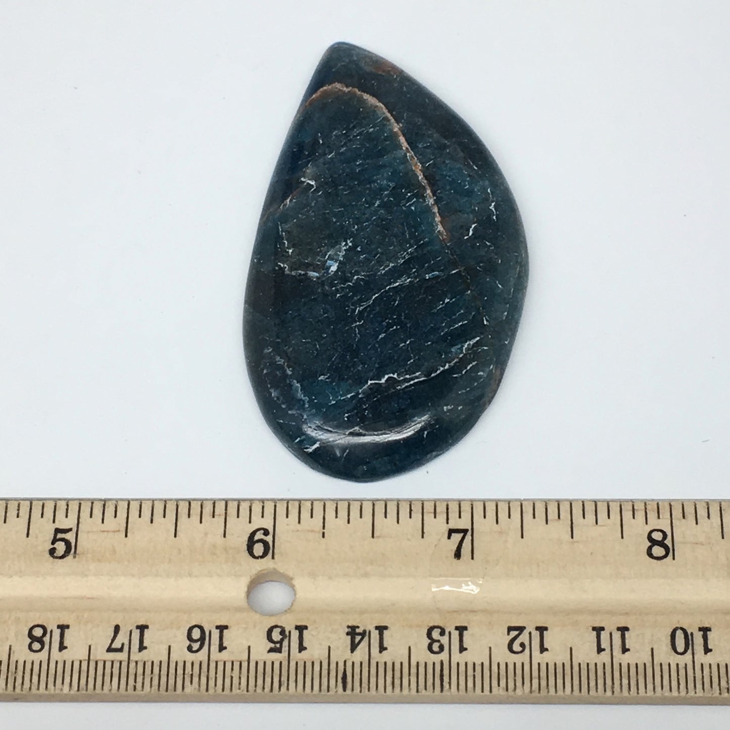 39.6g, 2.8" x 1.5" Blue Apatite Cabochon Large Teardrop Shape @Madagascar,B1640