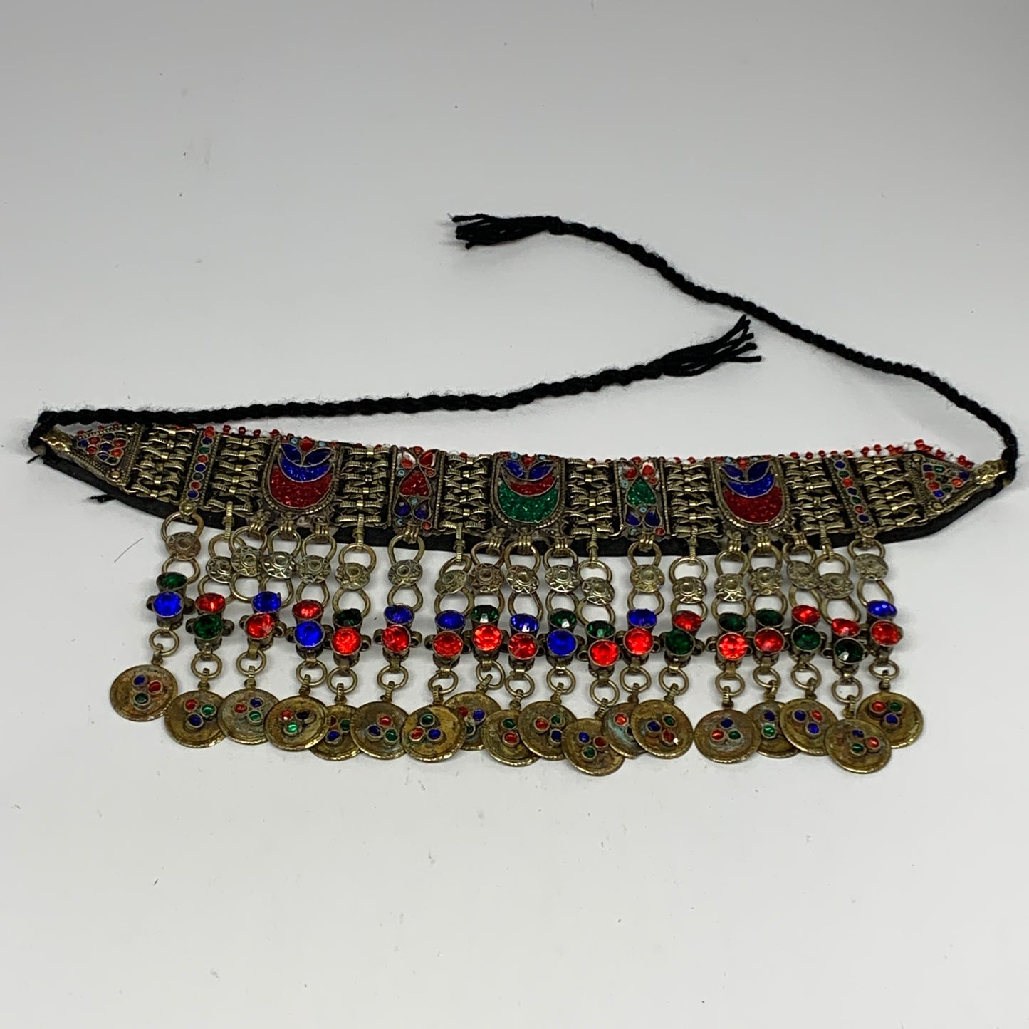 310g, 12.25"x4.75"Kuchi Choker Necklace Multi-Color Tribal Gypsy Bohemian,B14118