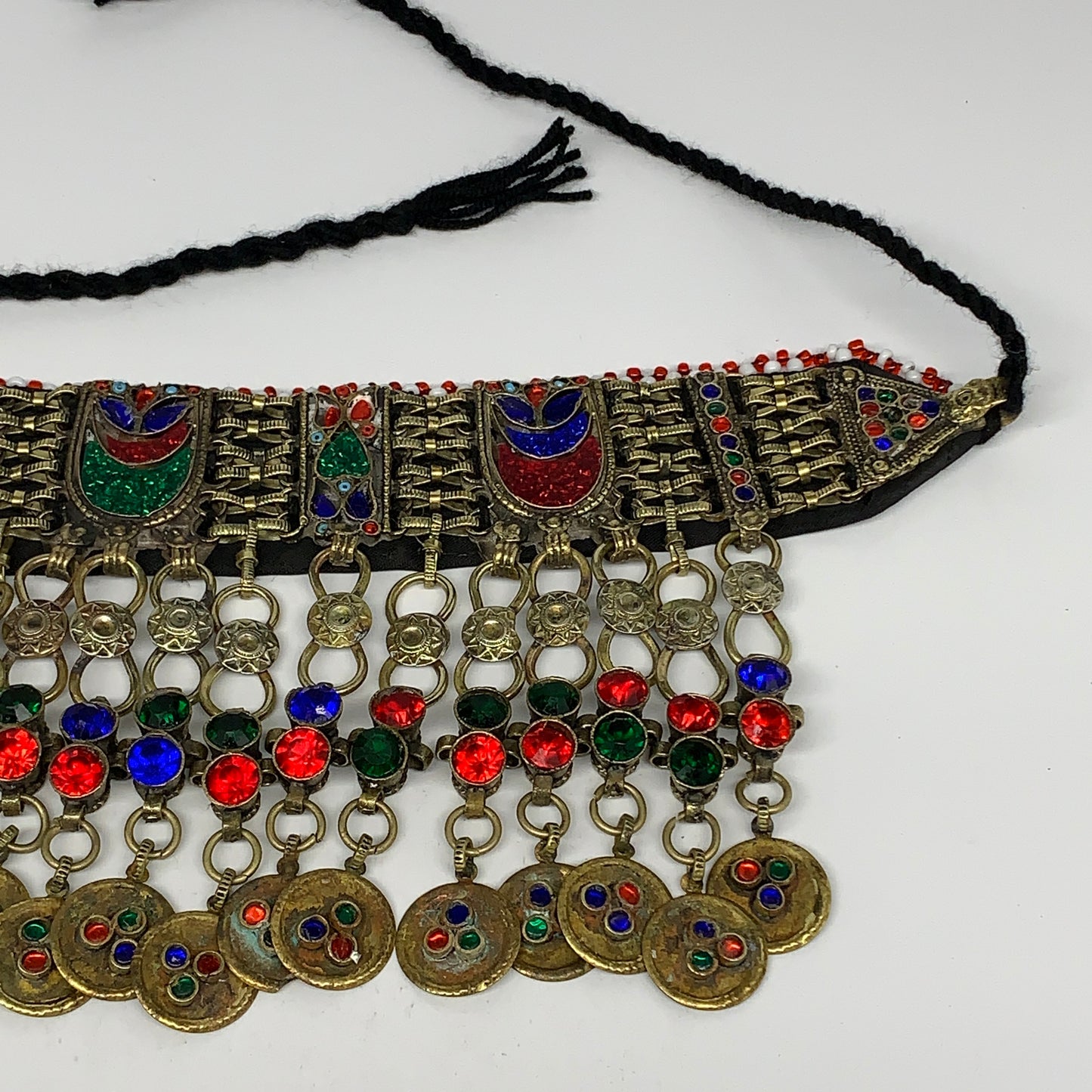 310g, 12.25"x4.75"Kuchi Choker Necklace Multi-Color Tribal Gypsy Bohemian,B14118