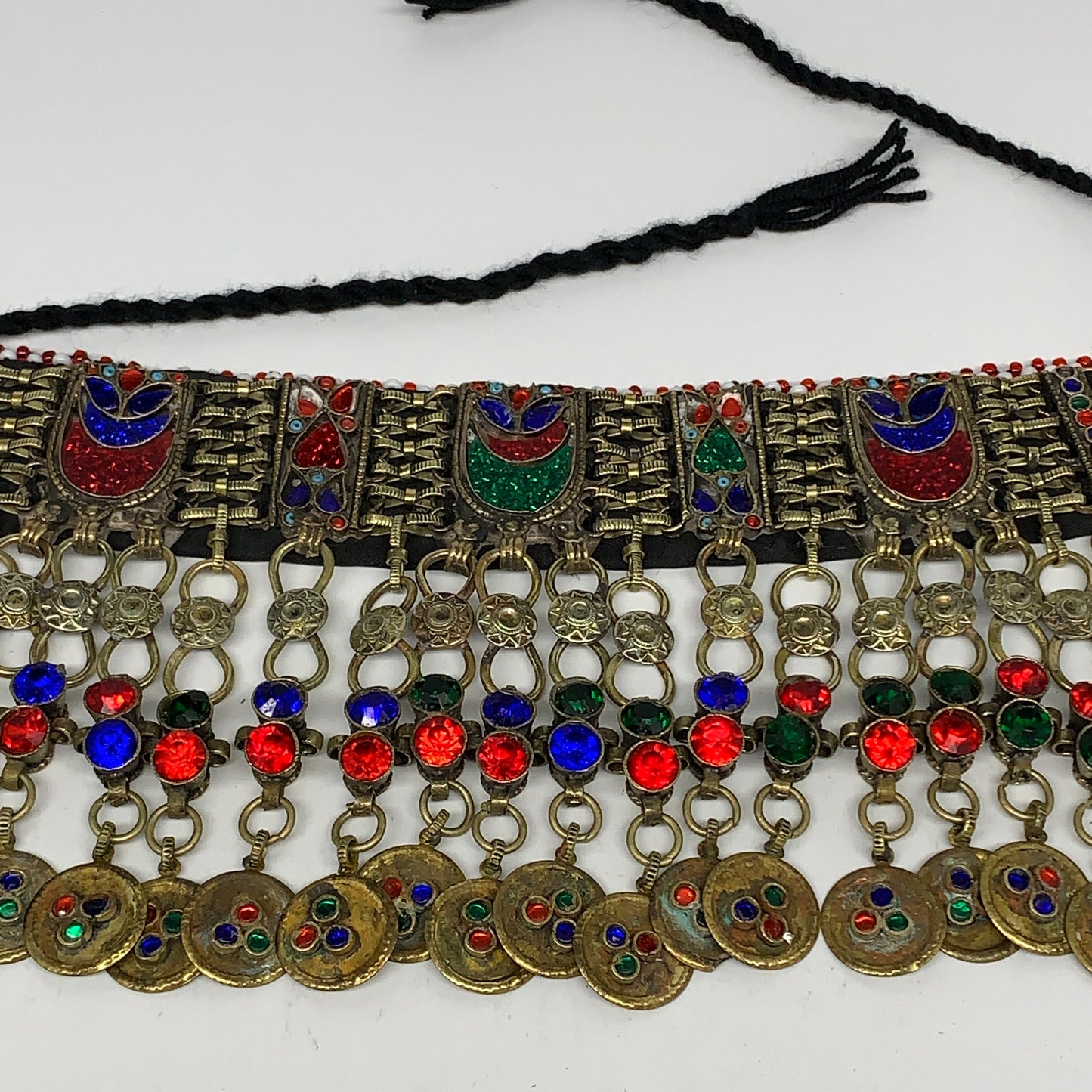 310g, 12.25"x4.75"Kuchi Choker Necklace Multi-Color Tribal Gypsy Bohemian,B14118