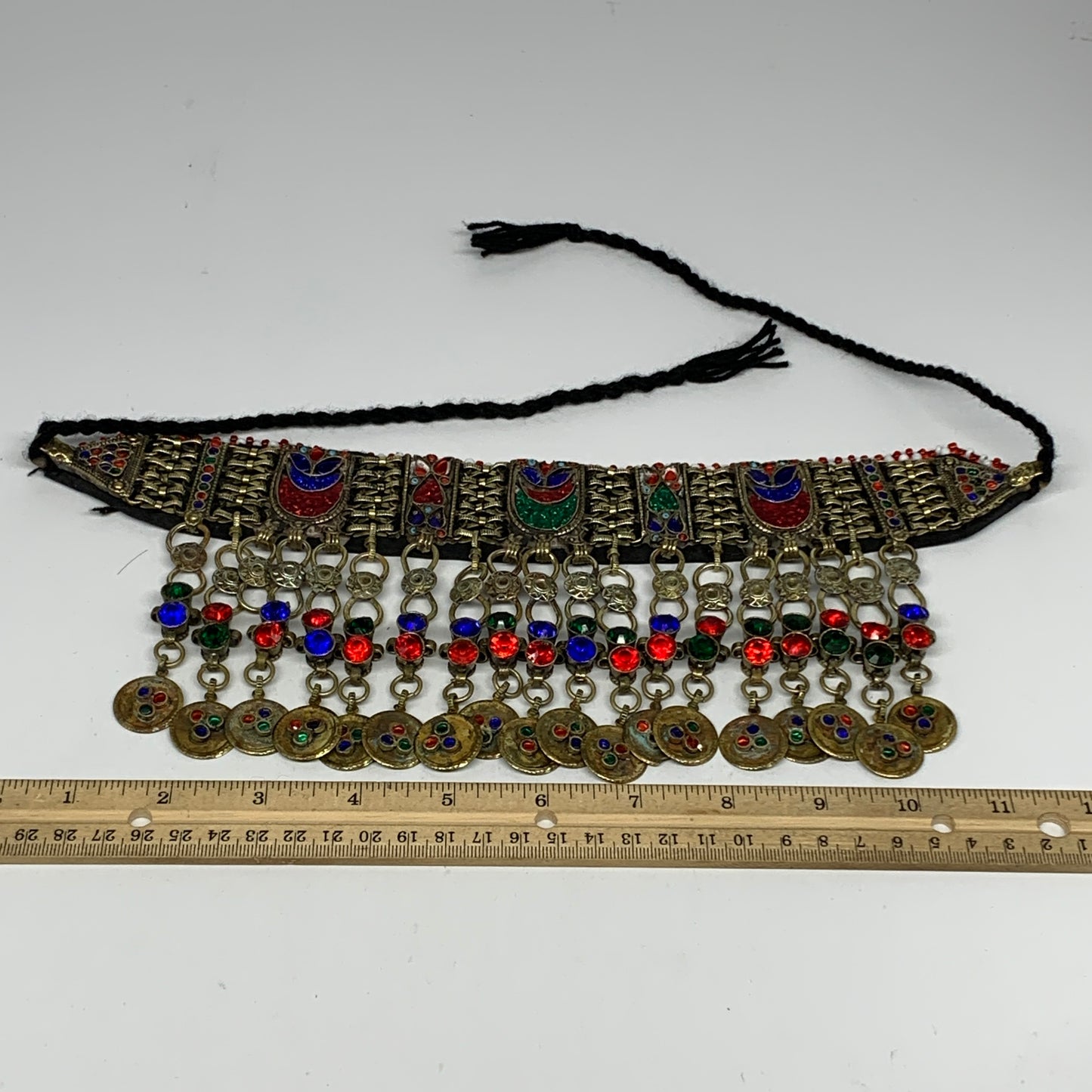 310g, 12.25"x4.75"Kuchi Choker Necklace Multi-Color Tribal Gypsy Bohemian,B14118