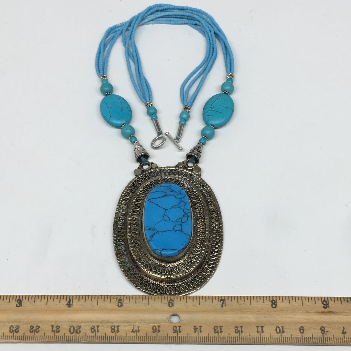 Turkmen Necklace Antique Afghan Tribal Turquoise Inlay Beaded ATS Necklace VS88