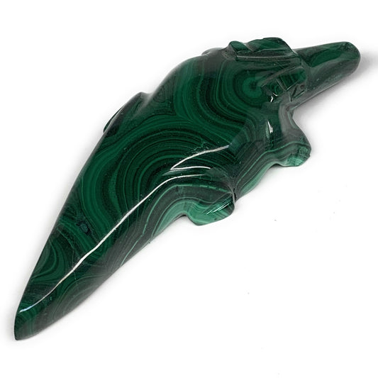 170.4g, 4.7"x1.7"x0.8" Natural Solid Malachite Crocodile Figurine @Congo, B7233