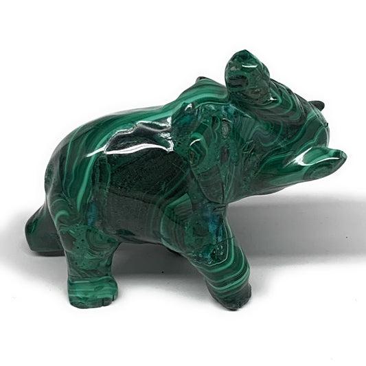 213.1g, 3.7"x1.4"x2.8" Natural Solid Malachite Elephant Figurine @Congo, B7262