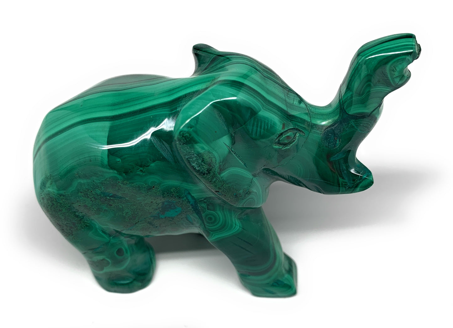 230.4g, 3.9"x1.3"x2.4" Natural Solid Malachite Elephant Figurine @Congo, B7263