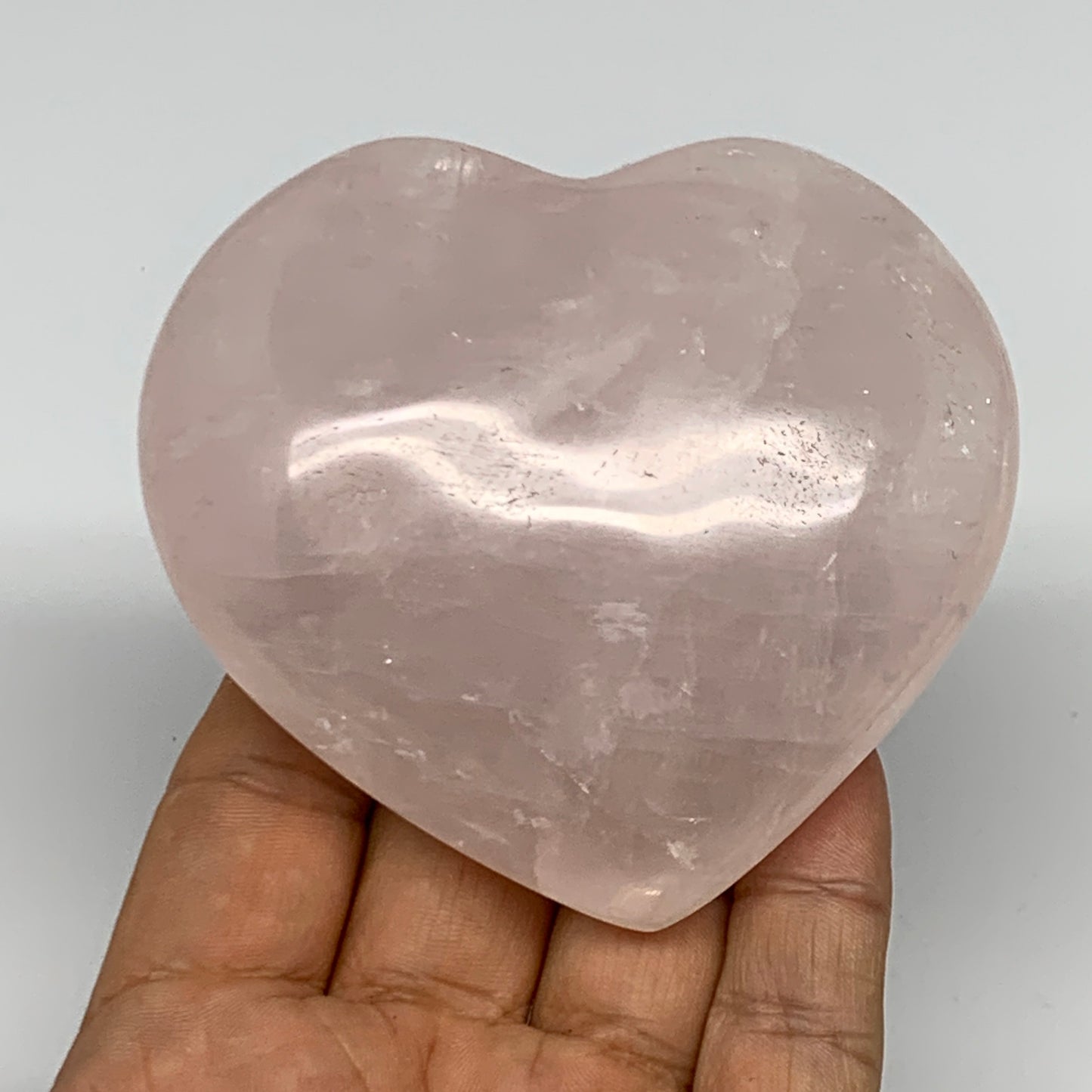 284.4g, 3" x 3.3" x 1.3" Rose Quartz Heart Healing Crystal @Madagascar, B17423