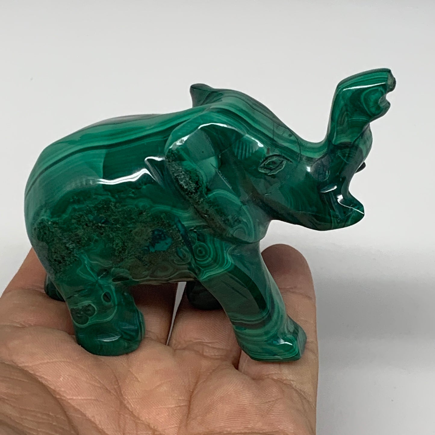 230.4g, 3.9"x1.3"x2.4" Natural Solid Malachite Elephant Figurine @Congo, B7263