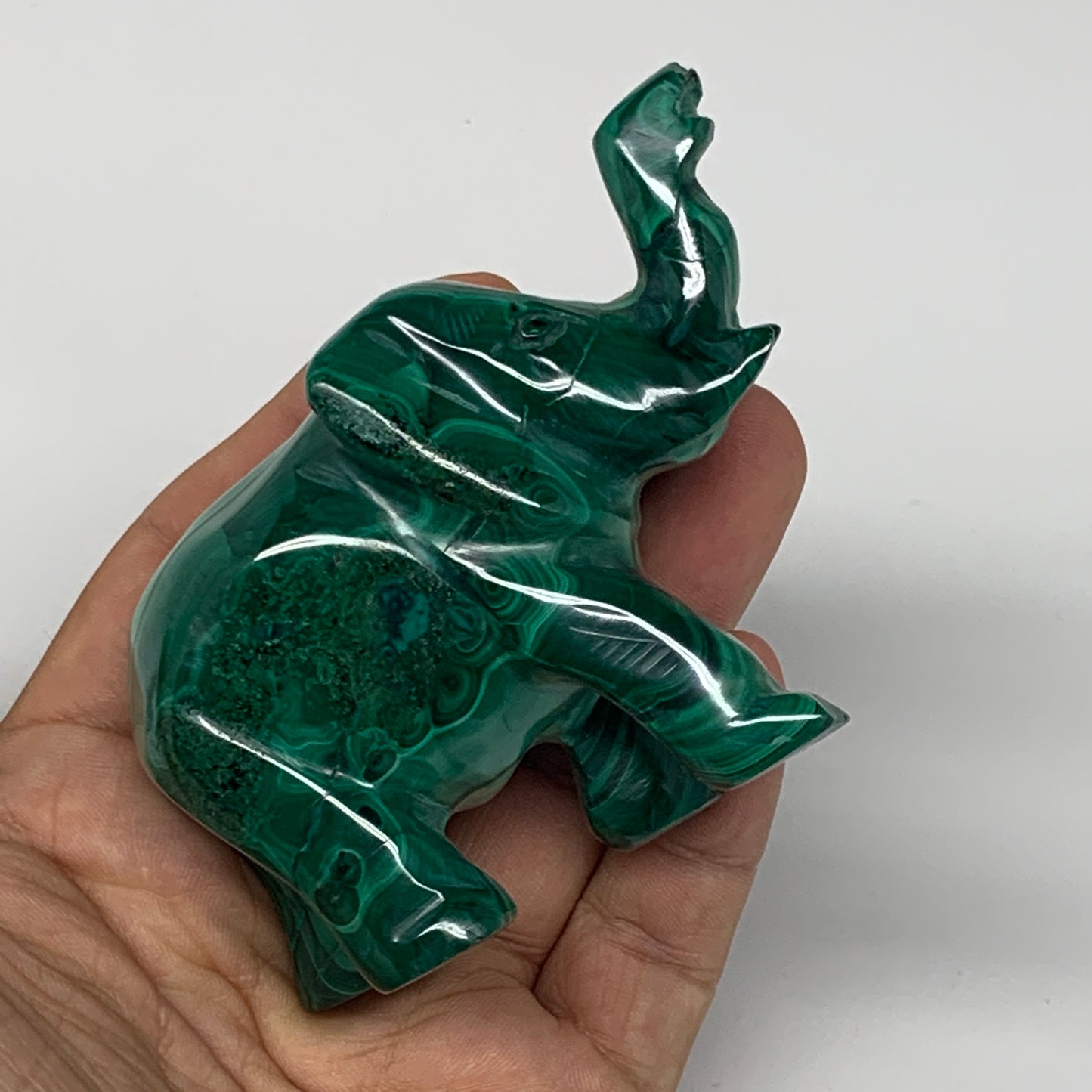 230.4g, 3.9"x1.3"x2.4" Natural Solid Malachite Elephant Figurine @Congo, B7263