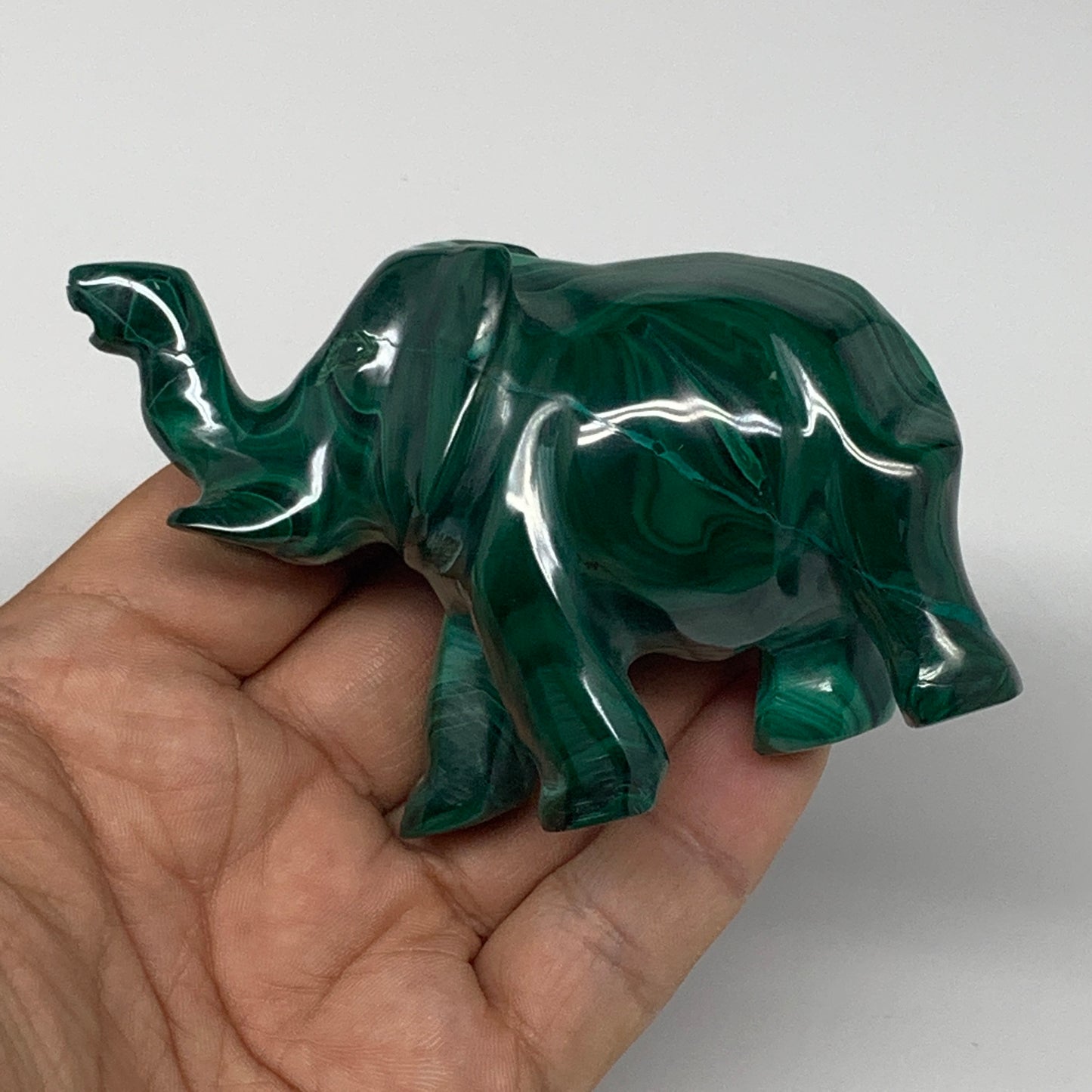 230.4g, 3.9"x1.3"x2.4" Natural Solid Malachite Elephant Figurine @Congo, B7263