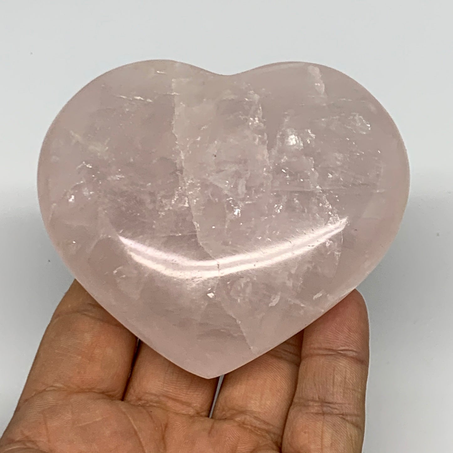 284.4g, 3" x 3.3" x 1.3" Rose Quartz Heart Healing Crystal @Madagascar, B17423