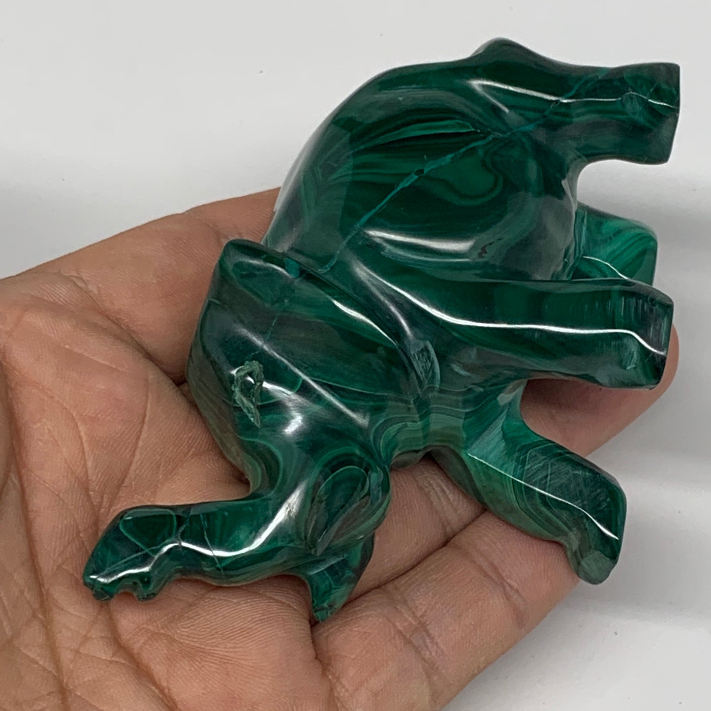 230.4g, 3.9"x1.3"x2.4" Natural Solid Malachite Elephant Figurine @Congo, B7263