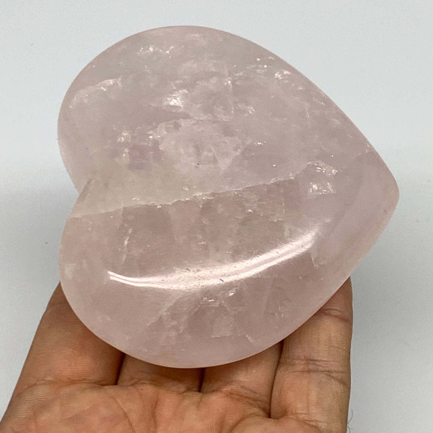 284.4g, 3" x 3.3" x 1.3" Rose Quartz Heart Healing Crystal @Madagascar, B17423