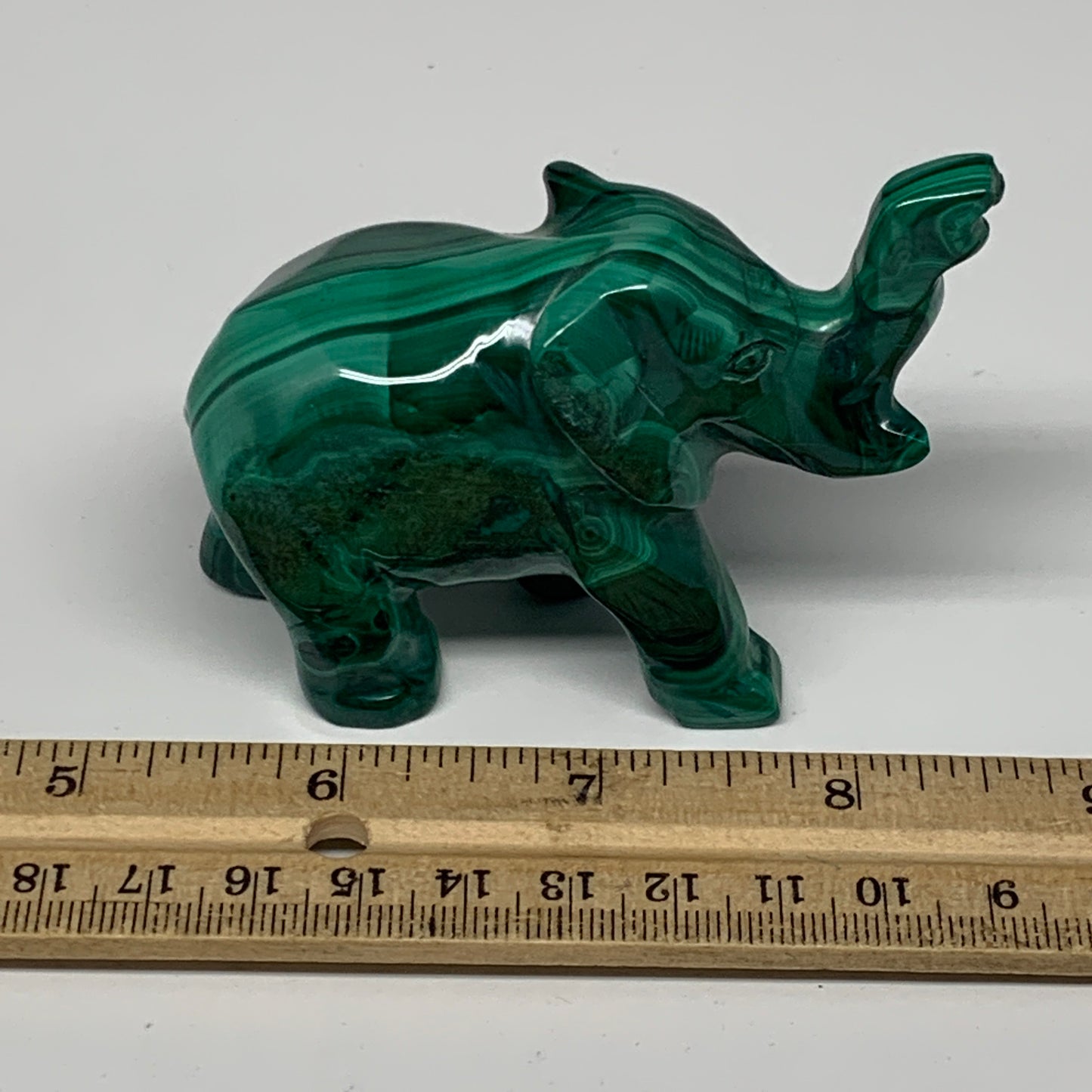 230.4g, 3.9"x1.3"x2.4" Natural Solid Malachite Elephant Figurine @Congo, B7263